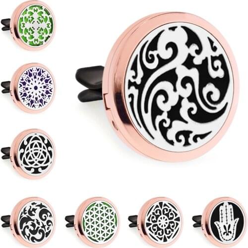 Rose Gold Zen Bridge 30mm Magnet Open Essential Oil Car Vent Clip Perfume Diffuser Locket Free 10 Pads
