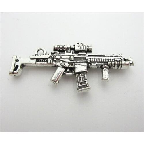 2018 New 10pcs/lot Silver M4 Automatic Rifle Dangle Charms Lobster Clasp DIY Bracelet Necklace Pendants Jewelry Hanging Charms