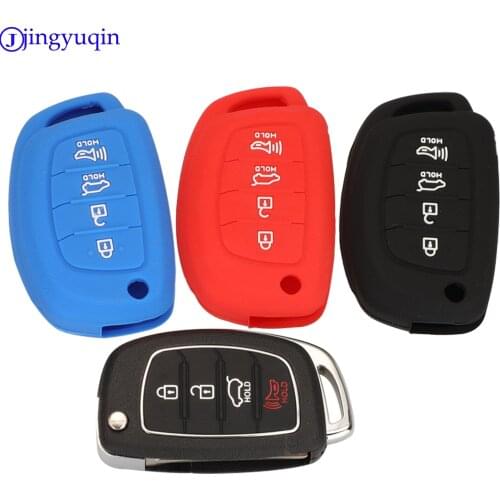 Jingyuqin 4 Buttons Remote Car Key Silicone Case Cover Protector For Hyundai ix45 Santa Fe i30 i35 i40