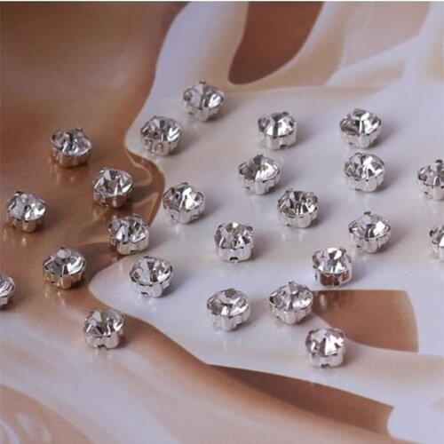 SS25(5mm/720pcs) Silver Sew on stones Crystal glass 3D Anti scratch claw rhinestone Metal For Dress Clothes & Accessories parts