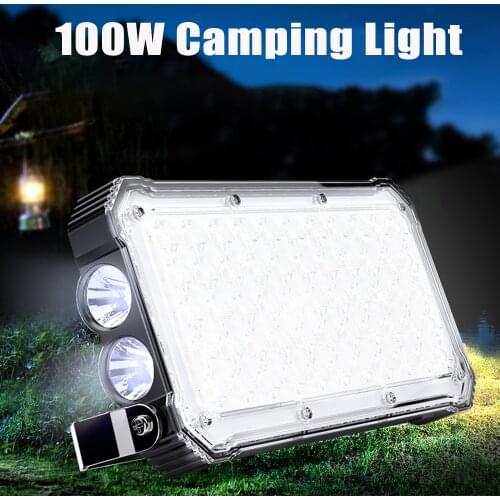 55LED Camping Lights 100W 20000mAh USB Charging Outdoor Floodlight With Hook Mobile Powered Supply Portable Lantern
