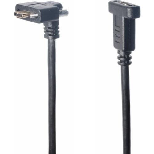 USB C Extension Cable Up& Down Angled Screw Locking USB 3.1 Type C Male to Type C Female with Panel Mount Screw Hole 10Gbps 60Hz