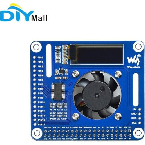 Waveshare PWM Controlled Fan HAT for Raspberry Pi I2C Temperature Monitor