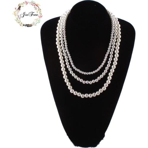 Vintage Big Imitate Shiny Pearl Necklace Fashion Pearl Statement Necklace Wedding Party Jewelry
