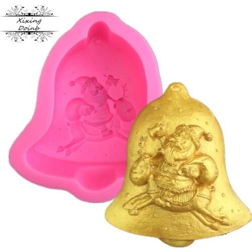 Xixing Christmas bell shaped chocolate pudding cake decoration tool gypsum silica gel soap mold Kitchen Baking Products
