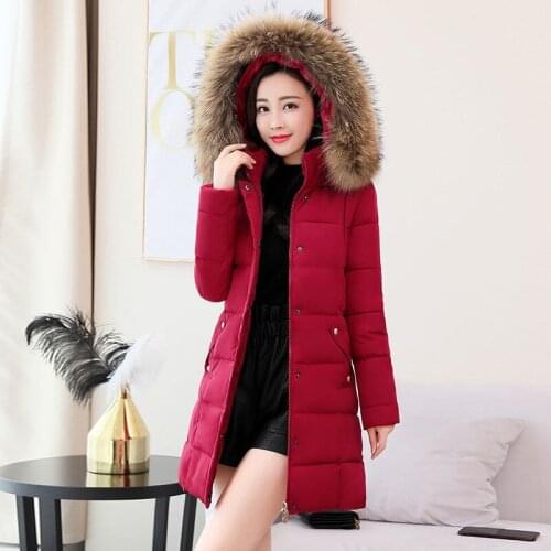 2021 Winter Jacket Women Fur Collar Hooded Parkas Cotton Padded Jacket Female Thicken Warm Coat Jaqueta Feminina Inverno X697