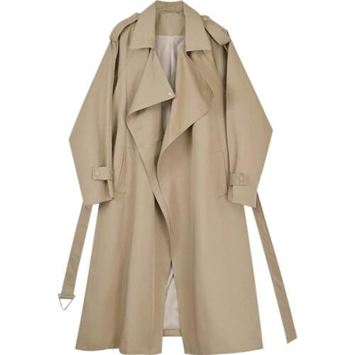 Temperament Females Windbreaker Cardigan Plus size Coats With Waist Belt Loose Trench 2021 new Long and short Women Trench Coat