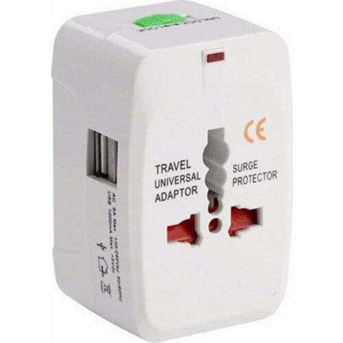1pc All in One Universal International Plug Adapter 2 USB Port World Travel AC Power Charger Adapter AU US UK EU Converter