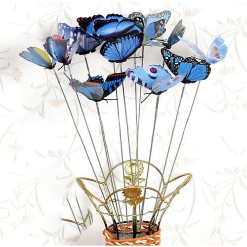 10Pcs/Set Simulation Butterfly Stick Outdoor Garden Flower Pot Decor Ornament Crafts for Flowerpot Vase Garden Bonsai