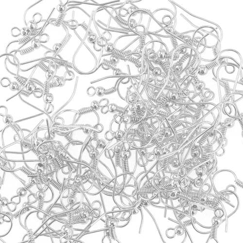 100Pcs Stainless Steel Hypoallergenic Earring Hooks Fish Earwire with Coil and Ball for Jewelry Findings DIY Making