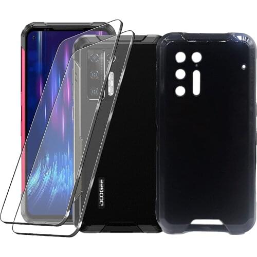 2PCS 2.5D Tempered Glass with Soft TPUCase For Doogee S97 Pro Silicone Case Cover For Doogee S97 Pro Screen Protector