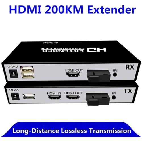 20 Km HDMI Fiber Optic KVM Extender ,HDMI Transmitter Receiver With Loop Out Over SC Fiber Cable