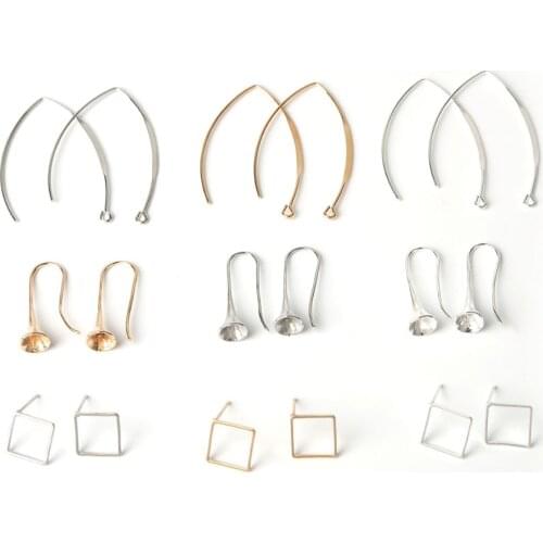 20pcs Copper Ear Wires Stud Ear Hook Gold/Plated Rhodium Stud Earring Clasps Findings/Handmade DIY Earring Jewelry Making Craft