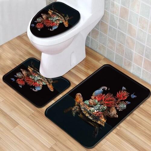 3pcs/set Vintage Cartoon Print Anti-slip Bathroom Floor Mat Home Decor Shower Non-Slip Rug Bath Door Mats