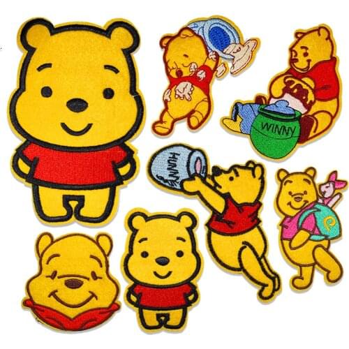 50pcs/lot Anime Embroidery Patch Yellow Bear Milk Candy Bee Clothing Decoration Sewing Accessories Craft Diy Applique