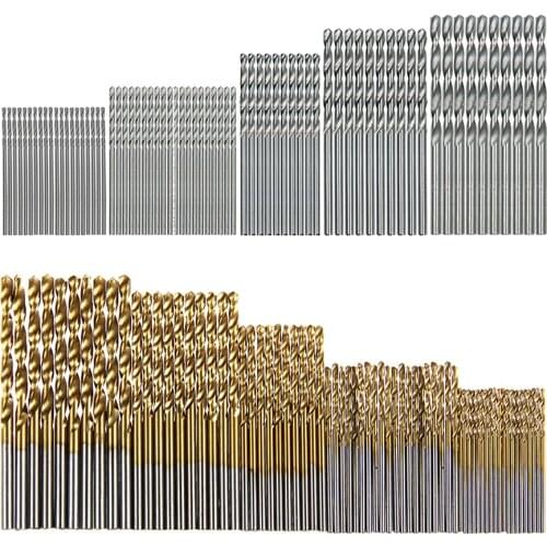 60/70pcs Titanium Coated Drill Bit High Speed Steel Drill Bit Straight Shank Drill Twist Drill 1 / 1.5 / 2 / 2.5 / 3MM