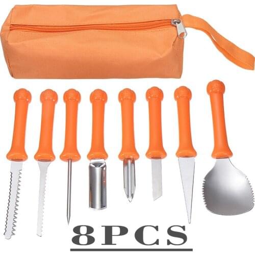 8Pcs Halloween Carving Kit Crafts Graver Cutter Pottery Clay Tool Art Embossing Tools DIY Pumpkin Carving Knife With Storage Bag