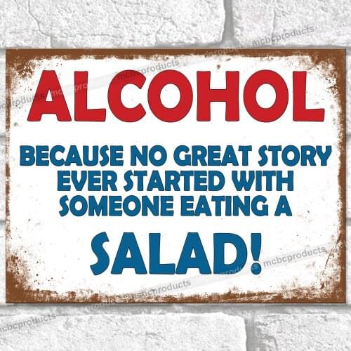 ALCOHOL GREAT STORY Funny Metal Signs Vintage Retro Wall Plaque Joke Tin Sign UK