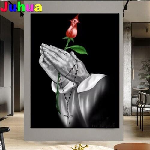 Hand Pray Rose Diamond Embroidery,New Diamond mosaic full square Round 5d diy diamond painting 3d Puzzle rhinestone Art