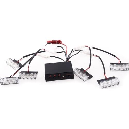 Car DC 12V 3W 18 LED Front Grille Emergency Strobe Flash Warning Lights Lamp Bar Set for Universal Cars SUV Vans Trucks