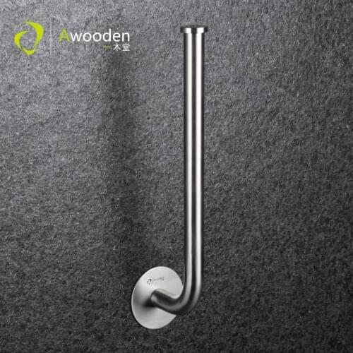 Awooden simple style stainless steel paper towel holder kitchen paper holder