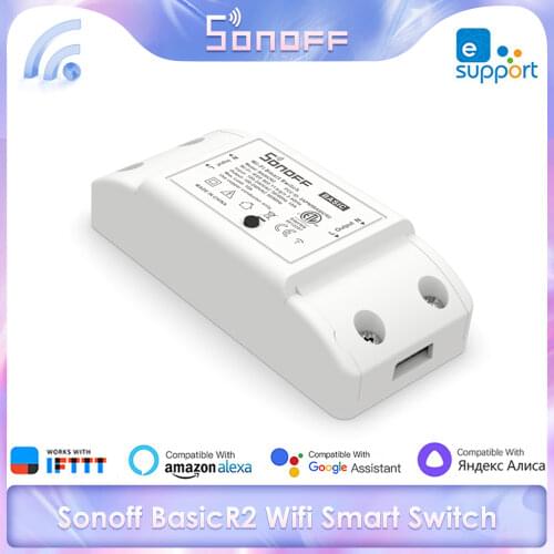 SONOFF BasicR2 DIY Wifi Smart Switch Wireless Relay Module Via Ewelink APP Wireless Remote Control Works With Alexa Google Home