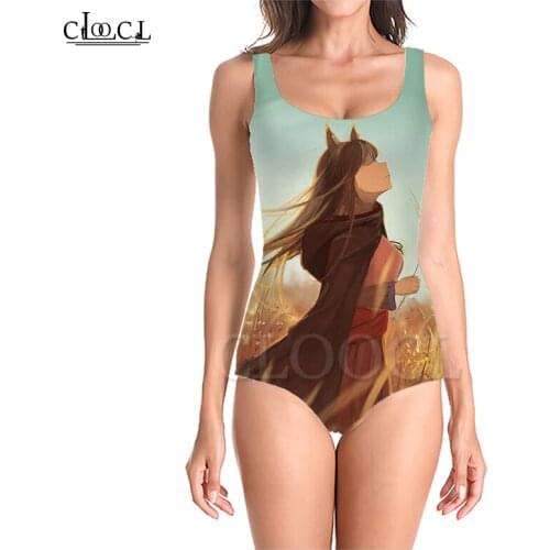 CLOOCL Anime Girl Color Spice and Wolf 3D Print Girls One-piece Summer Swimsuit Bathing Suit Beach Sleeveless Slim Sexy Swimsuit