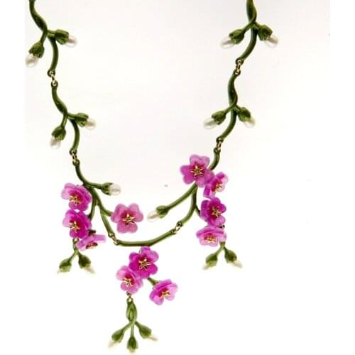CSxjd 2020 New Forget-me-not natural pearls Alloy bake lacquer Women Vintage necklace jewelry