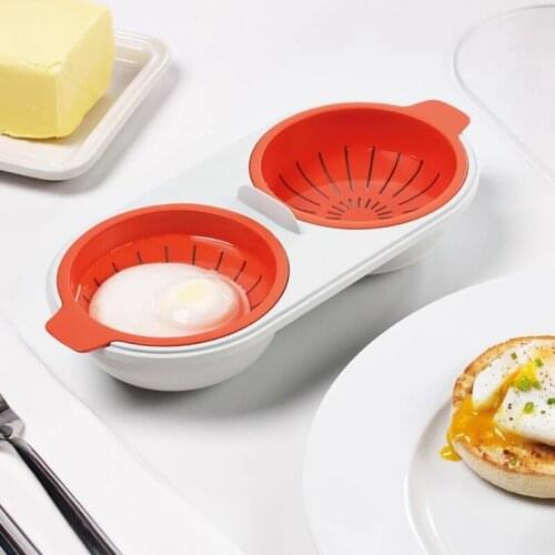 Draining Egg Boiler Set Double Layer Microwave Egg Poacher Breakfast Egg Cooker