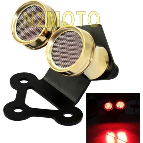 Whisky Twin Dual Light LED Motorcycle Taillights Tail Brake Light Mini Bracket for Harley Chopper Cafe Racer Mesh
