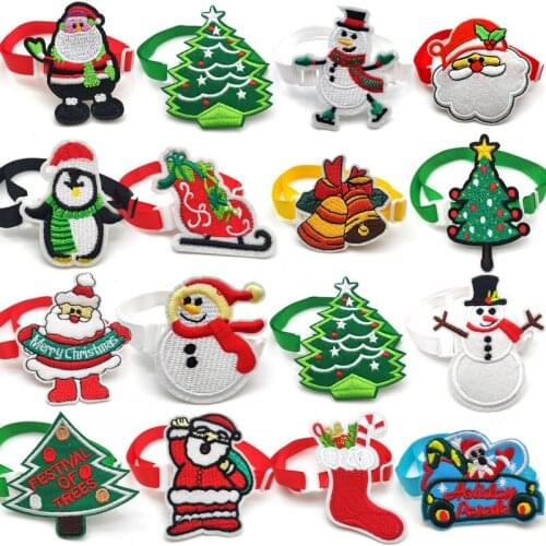 30/50 Pcs Christmas Dogs Pet Grooming Accessories Cat Dog Bow Tie Necktie Cute Xmas Tree Santa Claus Pet Supplies Dog Bowties