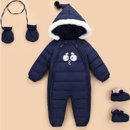 Ins Winter Baby Girls Clothes 2021 Autumn Thickened Newborn Snowsuit 0-24m Cotton Infant Boy Rompers Long Sleeve Outfits Hooded