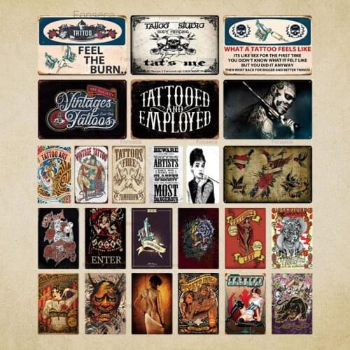 Tattoo Metal Poster Metal Sign Tatoo Shop Decor Decorative Iron Plate Wall Decor Shabby Chic Tin Sign