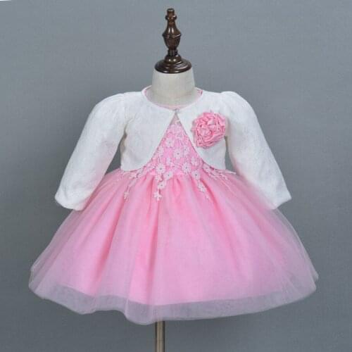 Fashion Christmas Infant Baby Girl Dress With Hat Cute Princess Dresses For Baby Pink White Red 3 Color Free Shipping