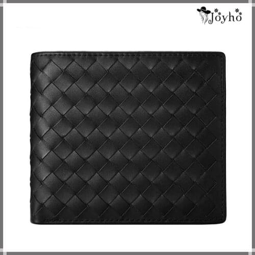 Men Wallets Luxurious Handmade Knitting Cow Leather Short money clip Fashion Woven Luxury Wallet Simple Business Male Wallet