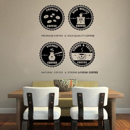 Coffee shop Kitchen wall stickers Coffee shop Coffee making process fresh Coffee Decals Vinyl Cafe Glass door Window decor Z572