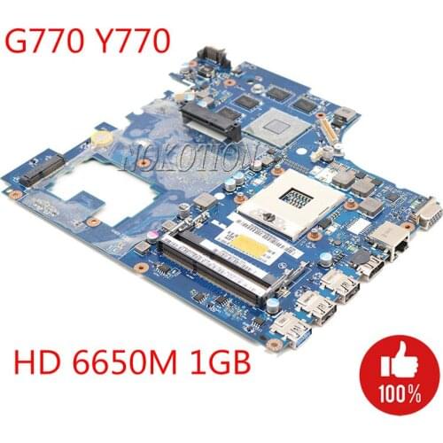 NOKOTION NEW For Lenovo ideapad G770 Y770 Laptop motherboard PIWG4 LA-6758P REV 1A Mainboard DDR3 HD 6650M 1GB GPU Full test