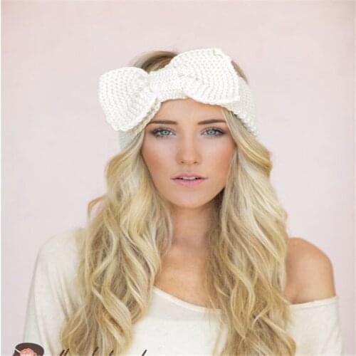 The New Big Bow Hair Band Europe And America Explosion Wool Headbands For Women Handmade Hook Flower Headwear