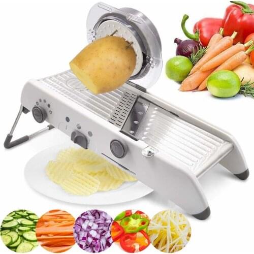 New 18 Types Adjustable Mandoline Slicer Stainless Steel Manual Cutter Vegetable Grater Julienne Slicer Fruit Waffle White