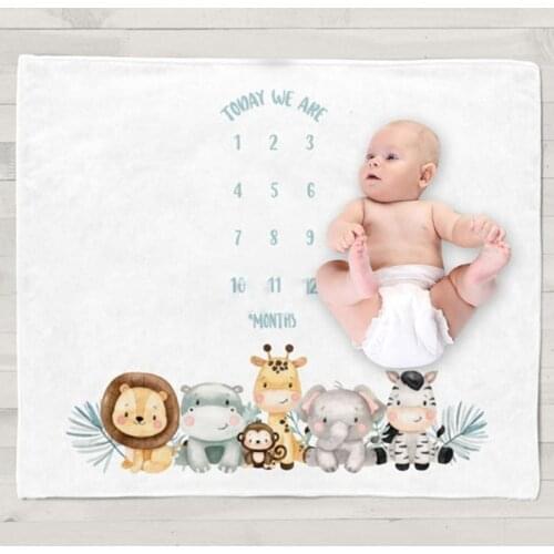 J60B Twin Baby Monthly Record Growth Milestone Blanket Newborn Soft Swaddle Wrap Photography Props Creative Background Cloth