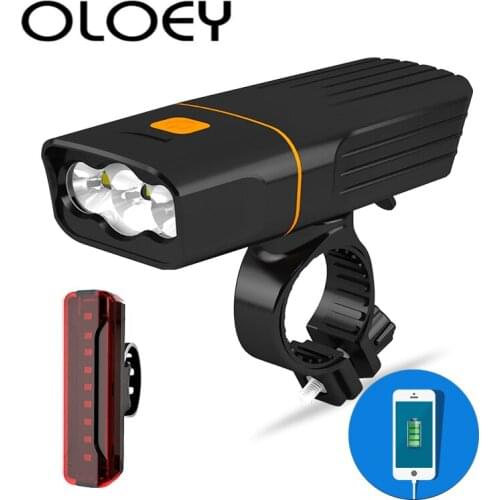 OLOEY Bike Light light T6 LED 5200mAh Bike Bicycle Taillight USB Front Lamp Waterproof Headlight Flashlight Cycling Head Light