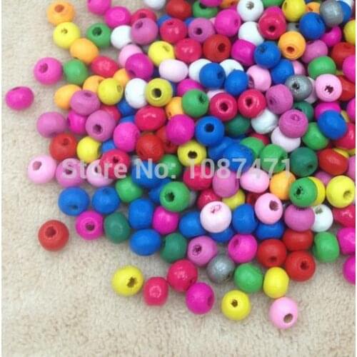 Wholesale 500pcs Spacer beads round wooden beads diy craft Free Shipping 5*6mm mixed color wooden beads