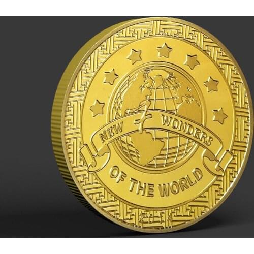 World Seven Civilizations Commemorative Medallion Cultural Heritage Tourist Souvenir Great Wall Pyramid Creative Gold Coin Gifts