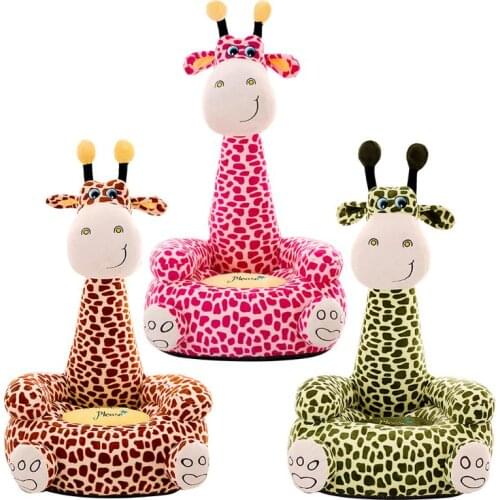 Support Baby Sofa Cover Cartoon Giraffe Baby Seat Learn To Sit Feeding Chair Skin Plush Washable Detachable Sofa Cover