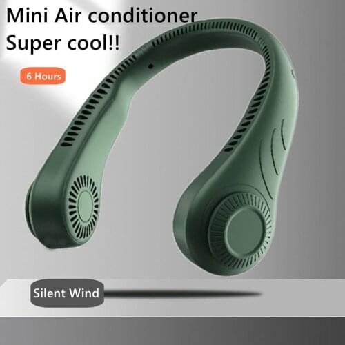 Portable Mini Hanging Neck Fan Portable Bladeless USB Rechargeable Mute Sports Fans for Outdoor Ventilador Wearable Hand Free
