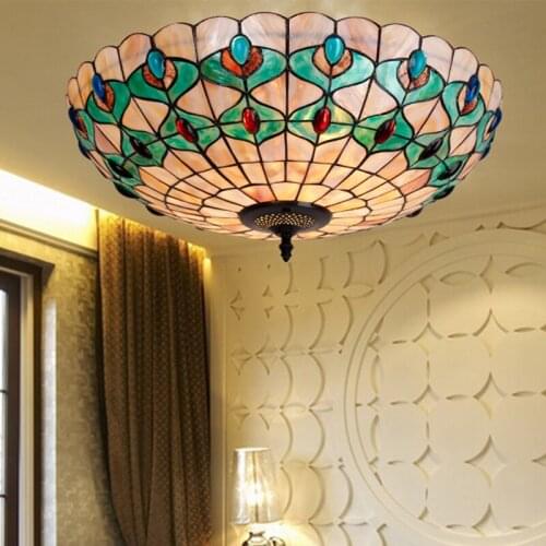 Tiffany lighting European style shell ceiling lamp ceiling living room LED