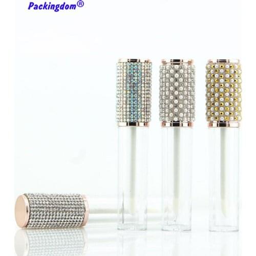 10pcs Crystal Rhinestone Lip Gloss Tubes Empty Lipgloss Bottles Refillable Container Balm Tube Plastic with Rubber Inserts 5ml