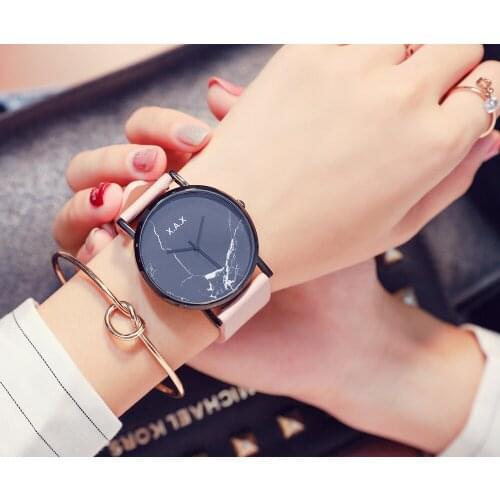 Luxury Women Gift Watch Birthday Gift Hours Genuine Leather Pink Color Band
