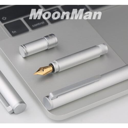 Moonman N1 Mini Silver Fountain Pen Aluminum Alloy Steel Extra Fine/ Fine 0.38/0.5mm Pocket Short Ink Pem for Office Business