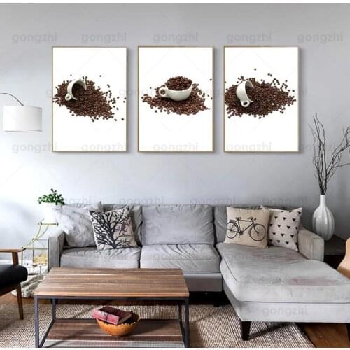Modern Canvas Painting Coffee Bean Art Pattern Living Room Bedroom Cafe Hotel Restaurant Wall Decoration Printing Hd Poster